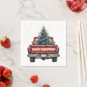 Vintage Red Truck Merry Christmas Napkins (Insitu)