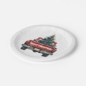 Vintage Red Truck Merry Christmas Paper Plates (Angled)