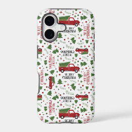 Vintage Red Truck Merry Christmas Pattern iPhone 17 Case