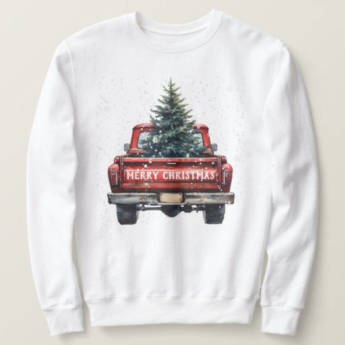 Vintage Red Truck Merry Christmas Sweatshirt