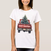 Vintage Red Truck Merry Christmas T-Shirt (Front)