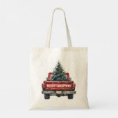 Vintage Red Truck Merry Christmas Tote Bag (Back)