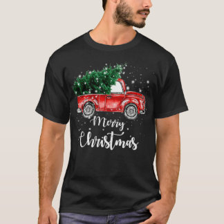 Vintage Red Truck Merry Christmas Tree  T-Shirt