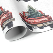 Vintage Red Truck Merry Christmas Wrapping Paper (Roll Corner)