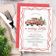 Vintage Red Truck Merry Little Baby Shower