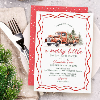 Vintage Red Truck Merry Little Baby Shower Invitation