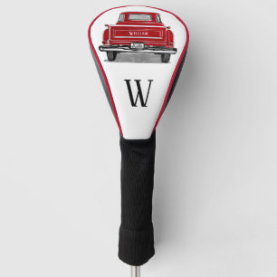 Vintage Red Truck Monogram Initial Name Golf Head Cover