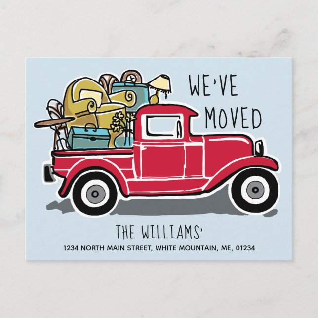Vintage Red Truck New Home Moving Announcement Postcard (Front)