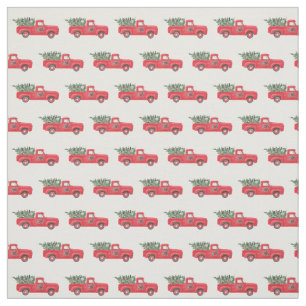 Vintage Red Truck Novelty Pattern Holiday Fabric