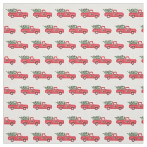 Vintage Red Truck Novelty Pattern Holiday Fabric