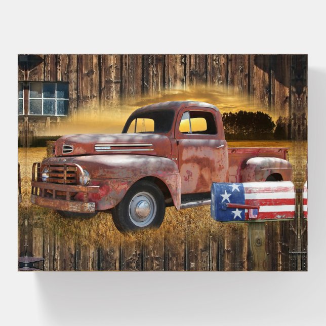 Vintage Red Truck Paperweight (Front)