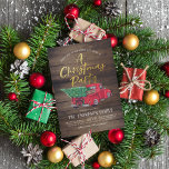 Vintage Red Truck & Plaid Rustic Christmas Party Holiday Card<br><div class="desc">Invite your friends, family, and colleagues in style with this rustic-themed Christmas party invite! The design features a hand-painted vintage red truck carrying a Christmas tree adorned with a big red bow and wreath against a background of brown weathered wood slats. Above the truck, behind it - to give a...</div>