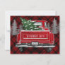 Vintage Red Truck Red Plaid Corporate Business Holiday Card