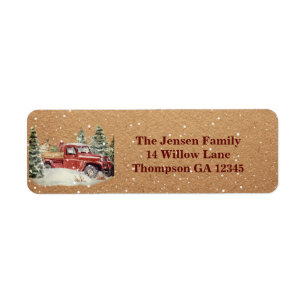 Vintage Red Truck Return Address Label