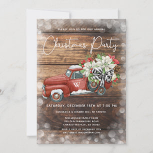 Vintage Red Truck Rustic Christmas Party Holiday Card