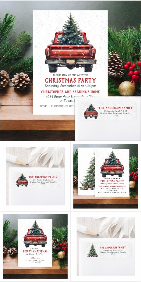 Vintage Red Truck Rustic Christmas Theme Products