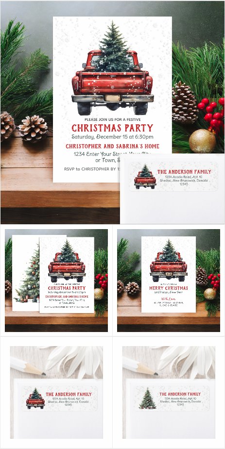 Vintage Red Truck Rustic Christmas Theme Products