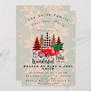 Vintage Red Truck Rustic Family Christmas Party I Invitation