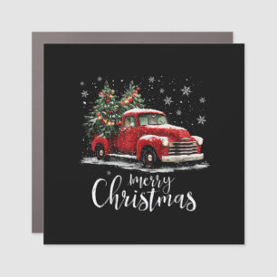 Vintage Red Truck SantaTree Merry Christmas Funny Car Magnet