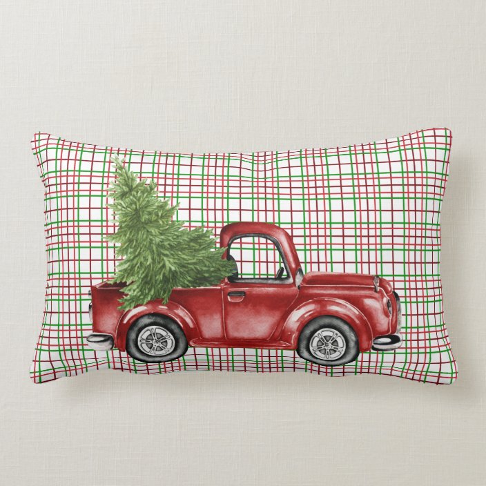 Vintage Red Truck Throw Pillow