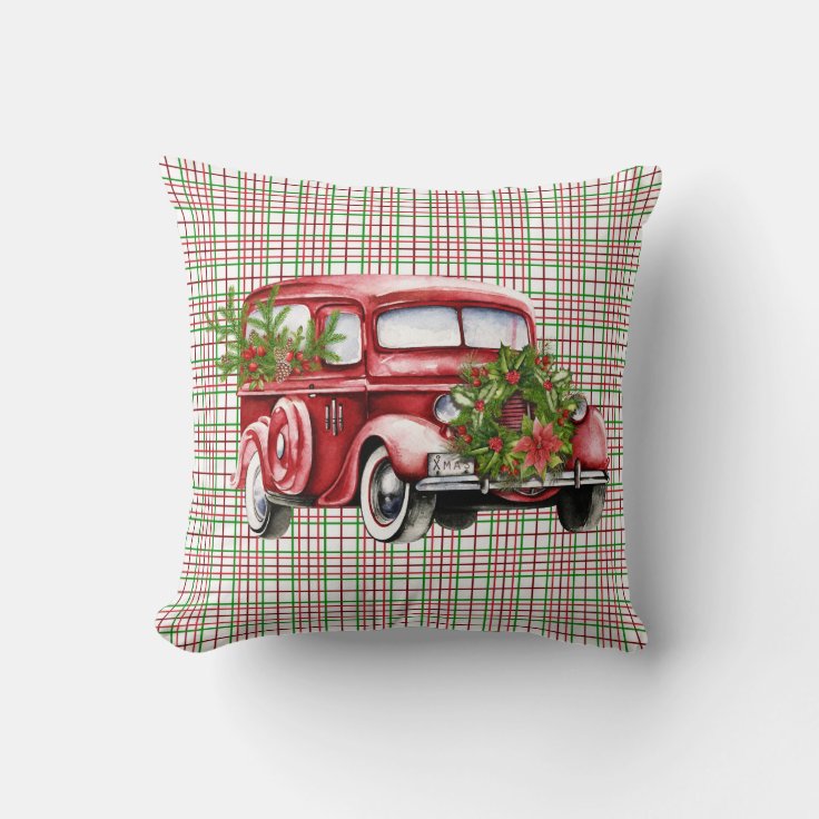 Vintage Red Truck Throw Pillow Zazzle