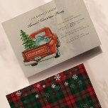 Vintage Red Truck Tree Family Christmas Party Invitation<br><div class="desc">Vintage Red Truck Tree Family Christmas Party Custom Invitation. Adorned on the reverse side with lush plaid and snowflakes pattern,  and a touch of seasonal magic,  this invitation sets the tone for a memorable Christmas celebration.</div>