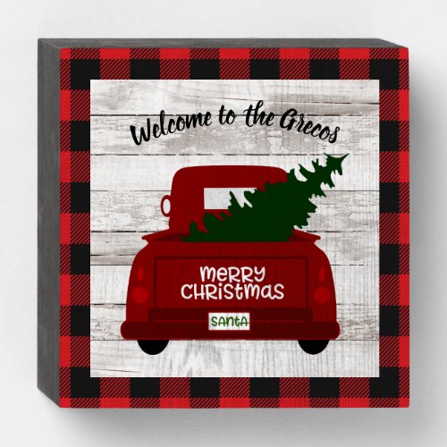 Vintage Red Truck  Tree Personalized Wood Sign