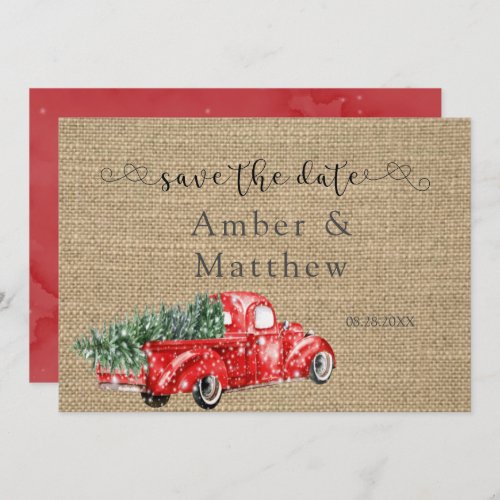 Vintage Red Truck Wedding Save The Date Cards