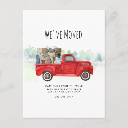 Vintage Red Truck Weve Moved Moving Announcement Postcard