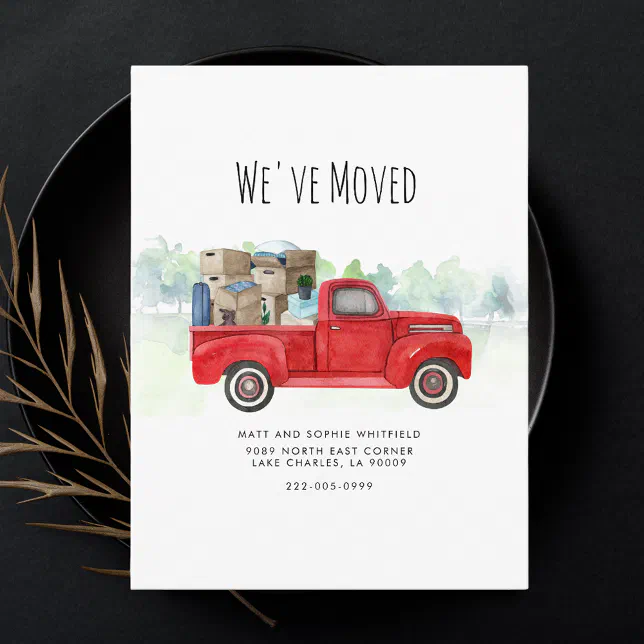 Red Moving Advertisement Vintage Red Truck We've Moved Moving Announcement Postcard | Zazzle