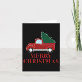 Vintage Red Truck With Christmas Tree Card