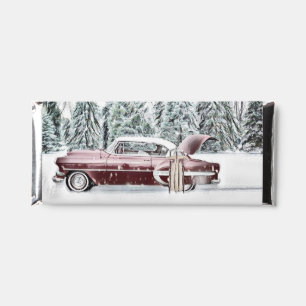 Vintage Red Truck with Christmas Tree drawing Hershey Bar Favors