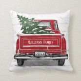 Red Truck Christmas Throw Pillow Family Christmas Pillow Family Name  Decorative Pillow Holiday Gift Pillow and insert included P153