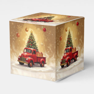 Vintage Red Truck with Christmas Tree Favor Boxes