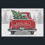 Vintage Red Truck with Christmas Tree Name Tissue Paper<br><div class="desc">This personalized rustic holiday tissue paper features a vintage red truck with Christmas tree in the back on a background of white weathered wood. The back of the truck has your name and year to customize. Use for gift wrap or for decoupage projects. Designed by world renowned artist Tim Coffey....</div>