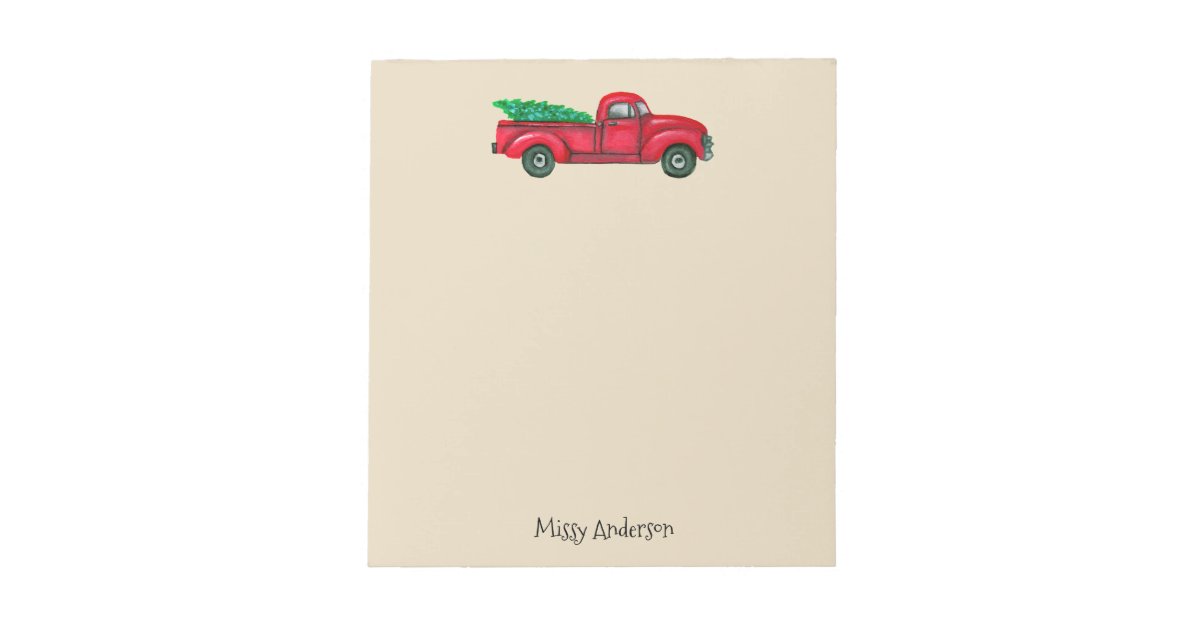 Vintage Red Truck With Christmas Tree Notepad Zazzle Com