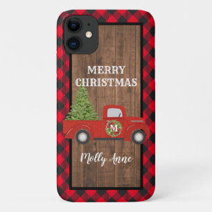 Vintage Red Truck with Christmas Tree Phone iPhone 11 Case
