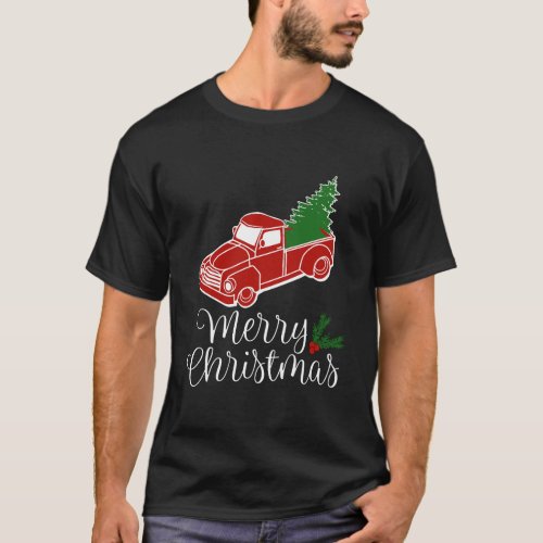 Vintage Red Truck With Christmas Tree Shirt Long S