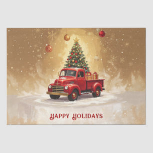 Vintage Red Truck with Christmas Tree Tissue Paper