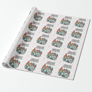 Vintage  red truck with Christmas tree   Wrapping Paper