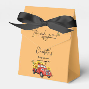 Vintage Red Truck with Sunflowers Baby Shower Favor Boxes