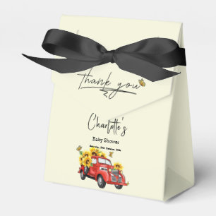 Vintage Red Truck with Sunflowers Baby Shower Favor Boxes