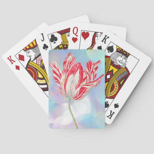 Vintage Red Tulip Classic Playing Cards (Back)