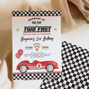 Vintage Red Two Fast Race Car Boy 2nd Birthday Invitation