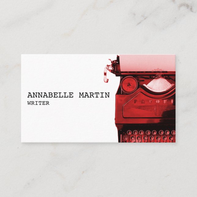 Vintage Red Typewriter Business Card (Front)