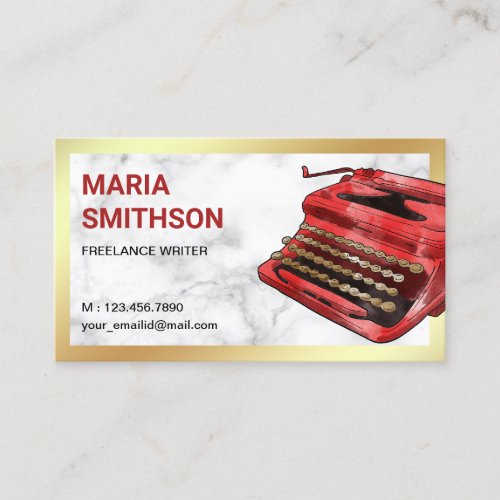 Vintage Red Typewriter QR Code Writer Author Business Card