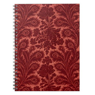 Vintage Red Velvet Tapestry Spiral Notebook
