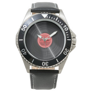 Vintage Red Vinyl Record Album Retro Watch