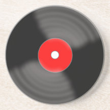 Vintage Red Vinyl Record Rockabilly Drink Coaster