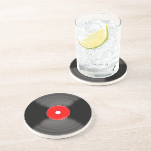 Vintage Red Vinyl Record Rockabilly Drink Coaster